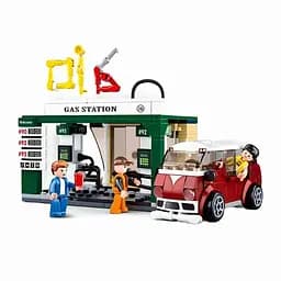 Конструктор Sluban M38-B0759B — Заправна станція з транспортом і фігурками, 322 деталі, різнокольоровий