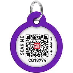 Адресник для собак і котів Waudog Smart ID з QR паспортом Градієнт фіолетовий 30 мм - мініатюра 3