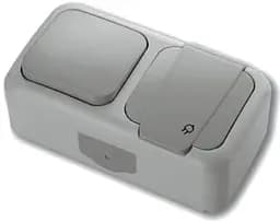 Розетка із заземленням і одинарним вимикачем VIKO Palmiye сірий (90555581)