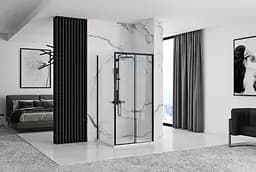 Душова кабіна Rea Rapid Slide 80x100 black REA-K6421 + REA-K6400, Чорний матовий, Універсальна, прозрачний, Чорний матовий - мініатюра 3
