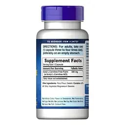 Ацетил-L-карнітин Puritan's Pride Acetyl L-Carnitine 500 mg, 60 капсул - мініатюра 2