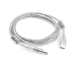 Кабель для принтера USB AM- BM 3 метри 2 ферити прозорий