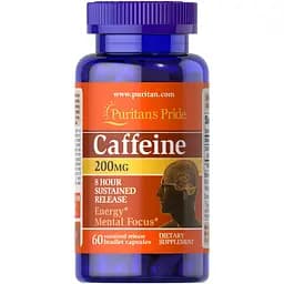 Натуральная добавка Puritan's Pride Caffeine 200 mg 60 капсул