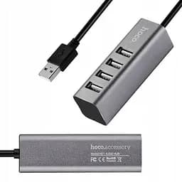 Концентратор адаптер хаб Hoco Line machine HB1 1 Usb-A to 4 Usb сірий - мініатюра 2
