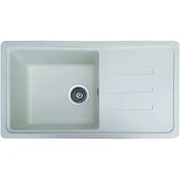 Гранітна кухонна мийка Romzha Trei 78 Biela (102) з крилом