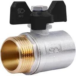 Кран кульовий Thermo Alliance Base 1" ВЗ прямий, нікель, PN30, метелик SD607W25