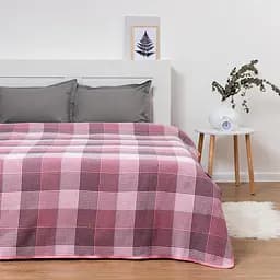 Покривало бавовняне Vladi 140х200 сіро-рожеве (1188)