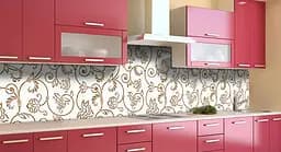 Кухонний фартух Золоті вензелі ПВХ для декору 60х300 см. Абстракція Бежевий Happy Pocket Z183917 - мініатюра 3