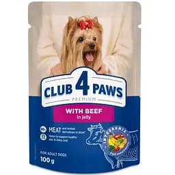 Влажный корм с говядиной в желе для взрослых собак Club 4 Paws 0.1 кг