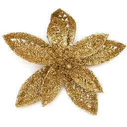 Ялинкова іграшка на кліпсі Квітка Sun Fai 13 см золотистий метал тканина (004881)