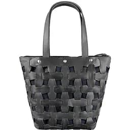 Шкіряна плетена жіноча сумка Пазл L чорна Crazy Horse