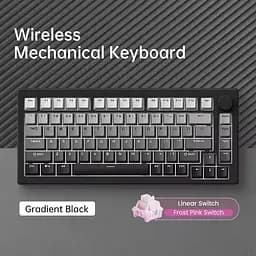 Ігрова механічна клавіатура Akko 5075 V3 / Три режими підключення / Frost Pink Switch / Black - мініатюра 3