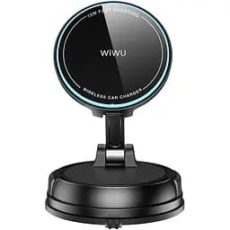 Автотримач з Бездротовий зарядний пристрій WIWU CH-326 Universal Vacuum Suction Magnetic 15W Black - мініатюра 4