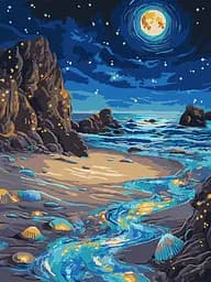 Набор для росписи по номерам Сияющий берег с красками металлик extra, Ideyka, 30x40 см, КНО6387