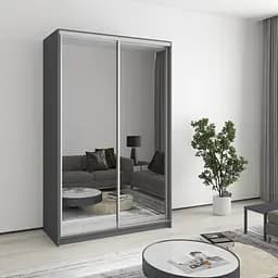 Шафа-купе дводверна MebelStar Стандарт AL 2 Дзеркала 130x45x210 см Антрацит (MBS-2471)