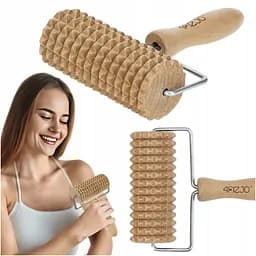 Массажный ролик для тела 4FIZJO ручной, деревянный 4FJ0646 (P-5905973400251)