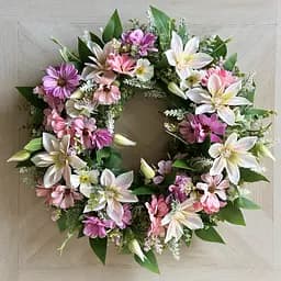 Декоративний вінок Hvoya з штучних квітів Весняний гай діаметром 50 см