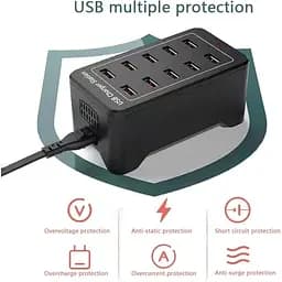 Зарядна станція ILEPO багатопортова на 10 USB портів 50 Вт / мережевий мультизарядний пристрій (19011) - мініатюра 9