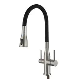 Змішувач для кухні на дві води Gappo G4399-65 силіконовий вилив нержавіюча сталь сатин Нержавіюча сталь