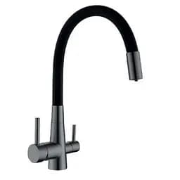 Смеситель для кухни на две воды с гибким изливом Mixxus SUS-021 graphite MI6215 Графит