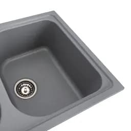 Кухонна мийка Platinum 7950 Equatoria гранітна глянцева з кріпленням 79x50 см сірий металік (000035796) - мініатюра 3