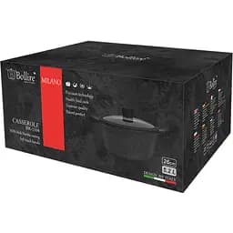 Каструля Bollire Milano, з кришкою, чорна, 26 см, 5,2 л (BR-1104) - мініатюра 3