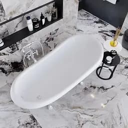 Ванна окремостояча глянцева Amidicon Symphony 167x78 чорна з литого каменю срібні ніжки SYMFONIYA_167_s_BLACK_HL, Чорний - мініатюра 4