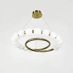 Підвісна латунна люстра із білими кульками Ø 60 см | Арт. F 603-600 AB | Line F