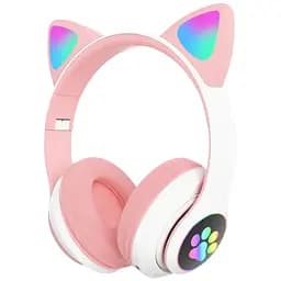Беспроводные детские наушники Cat Ear VZV-23M Bluetooth с кошачьими ушками розовые