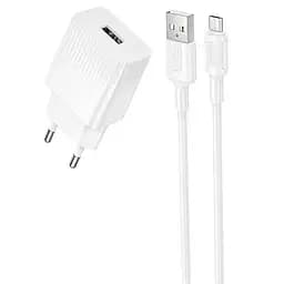 МЗП Borofone BAS71A Source 10.5W (1USB-A) + кабель USB to MicroUSB White