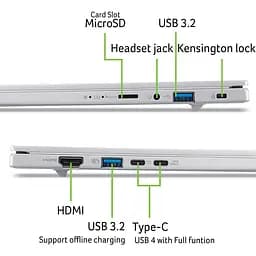 Ноутбук ACER Aspire 14 AI OLED A14-61M-R6Y9, AMD Ryzen AI 7 350 до 5.1GHz, 14" WUXGA, 32GB, SSD 1TB, AMD Radeon 860M, Free Dos - мініатюра 10