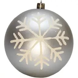 Ялинкова іграшка - куля Devilon D10 см срібляста зі сніжинкою матова пластик (250652-2)