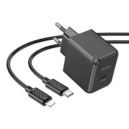 Мережевий зарядний пристрій Hoco CS13A Ocean single port PD20W charger set(C to iP) чорний - мініатюра 2