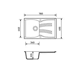 Кухонна мийка Adamant New Line 780x495x235 Sand сахара 326223, Sand - мініатюра 2
