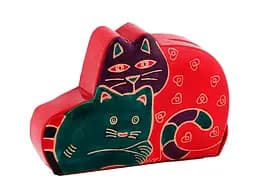 Копилка Sri Ram Export Коты, 12х14 см, красный и черный (872-011)