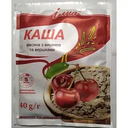 Каша швидкого приготування Ілна вівсяна з вишнею та вершками 800 г (20 шт. по 40 г)