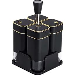 Набір ємностей для спецій Yiwu HP-1306 на підставці 4 шт. по 120 мл чорний 