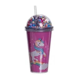 Пластикова склянка з трубочкою та кришкою 400 мл багаторазова пластикова склянка Малиновий Yiwu HP-18-2P