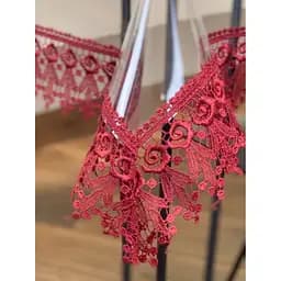 Силіконова скатертина з бордовим мереживом 7 см 270х120 см