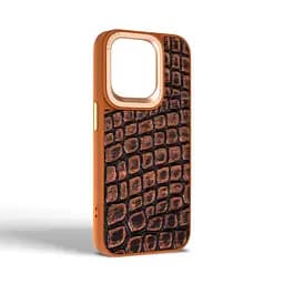 Кожаный чехол для Apple iPhone 14 Pro, Harder Kaiju Skin, оранжевый, термополиуретан ТПУ + экокожа с эффектом текстуры монстра, панель, защита корпуса, противоударный, микрофибра, рамка вокруг камеры, защита всего корпуса, (ARM76861) - мініатюра 2