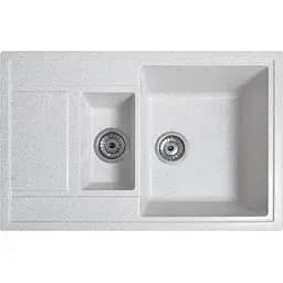 Гранітна кухонна мийка Romzha Jorum 78D Biela (101) з 1.5 чашами