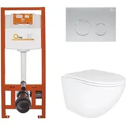 Набір Q-tap Nest 4 в 1 підвісний унітаз Robin Ultra Quiet 490x365x325 + комплект інсталяції QT1333046EUQW45145