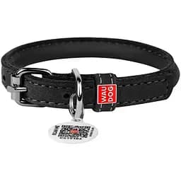 Ошейник для собак Waudog Soft, кожаный, круглый, с QR паспортом, 25-33х0,8 см, коричневый