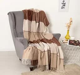 Плед вовняний Vladi Ельф 200х220 біло-бежево-теракотовий 1 (1129)