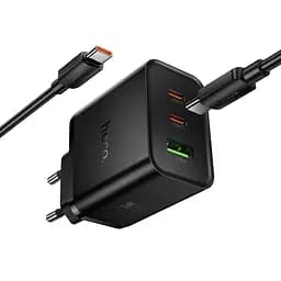 МЗП Hoco N75 Grande 65W QC+PD (1USB-A/2C) + кабель Type-C to Type-C Black - мініатюра 5