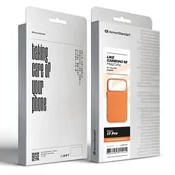 Карбоновый чехол для Apple iPhone 17 Pro, LikeCarbon2 SE MagCase, оранжевый, тонкий защитный чехол-панель из поликарбоната с магнитами N52, MagSafe, противоударный, совместим с беспроводной зарядкой, приподнятые края для защиты камеры - мініатюра 8