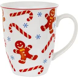 Кухоль Lefard Ginger cookie, 360 мл, білий з червоним