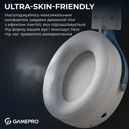 Игровые наушники беспроводные GamePro HSW-191-WHB Asgard Skadi Wireless 7.1 White-Blue - мініатюра 11