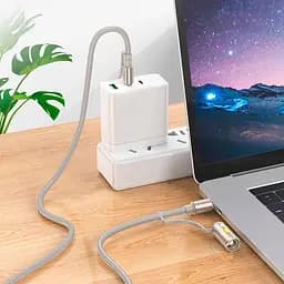 Кабель Hoco All-in-one charging data Cable USB / C to C / LED light U138 1.2 м PD60W 3A - мініатюра 3