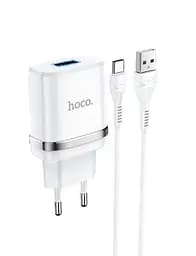 Мережевий зарядний пристрій Hoco N1, 12W 2.4 A з USB-роз'ємом і кабелем Type-C у комплекті білий - мініатюра 5